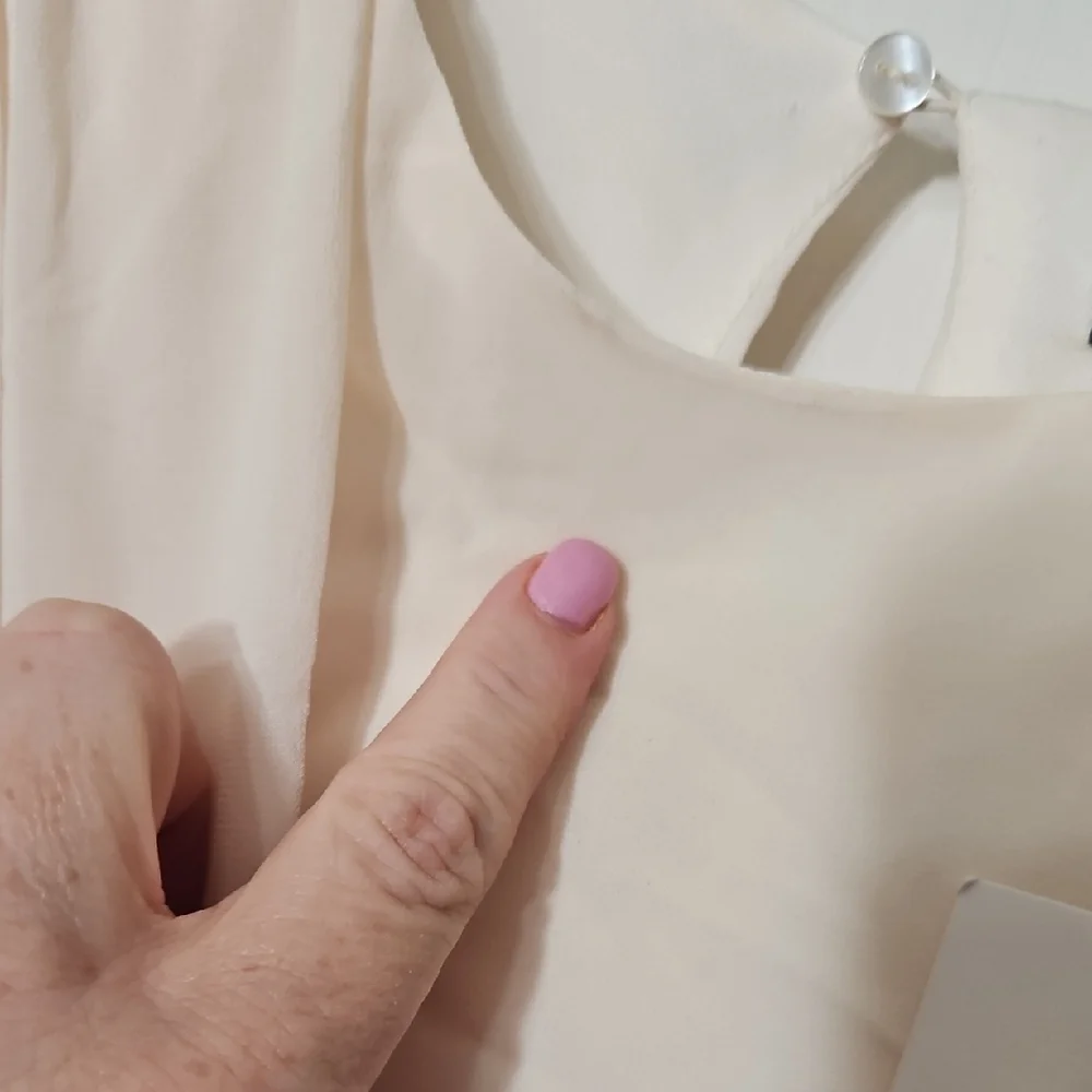 Zara Elegant Cream Long Sleeve Dress - Picture 2 of 4